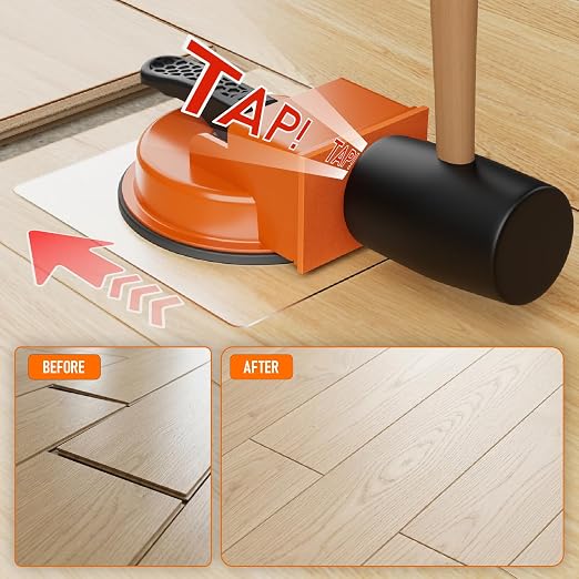 Floor Gap Fixer Tool with 5pcs Sticky Pads, Heavy Duty Laminate Flooring Repair Tool with Enhanced Vacuum Suction Cup, Professional Plank Puller for Smooth Surface Wood Tile Hardwood Floor Gaps