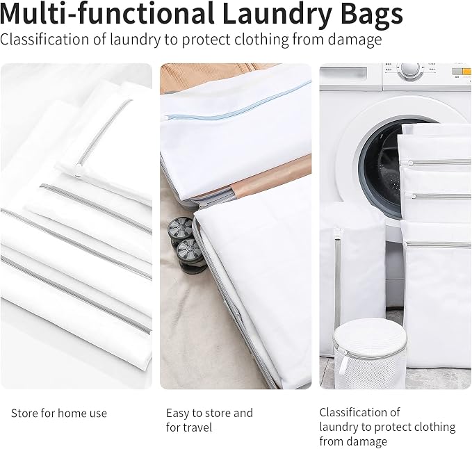 3 Pack Small Mesh Laundry Bags by MDSXO- Small Durable Lingerie Delicates Bag for Washing Machine for Socks, Bra, Mask,Baby Clothes 10 * 12 inch [3 Pack]