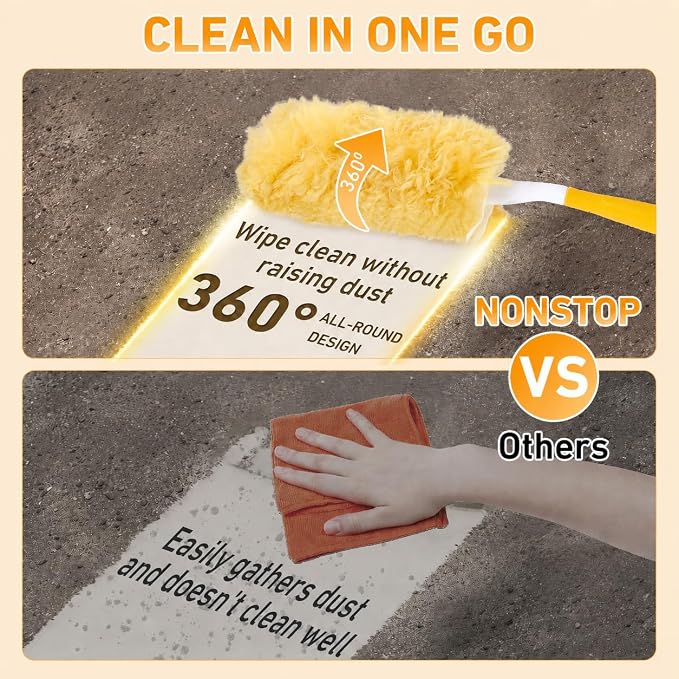 Duster Refills for Swiffer Duster, 50 Count Heavy Duty 2 Side 360° Dusters Refill Kit with 1 Handle, 4X Microfibers, Disposable Multi-Surface Duster for Cleaning Furniture Blinds Ceiling Fan