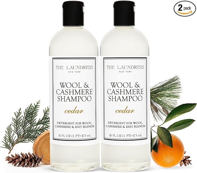 The Laundress Wool & Cashmere Shampoo, 31 Loads, Concentrated Luxury Liquid Laundry Detergent, Cedar Scent, Cold-Water Hand or Machine Wool Wash for Delicate Merino, Mohair & Knit Blends, Pack of 2