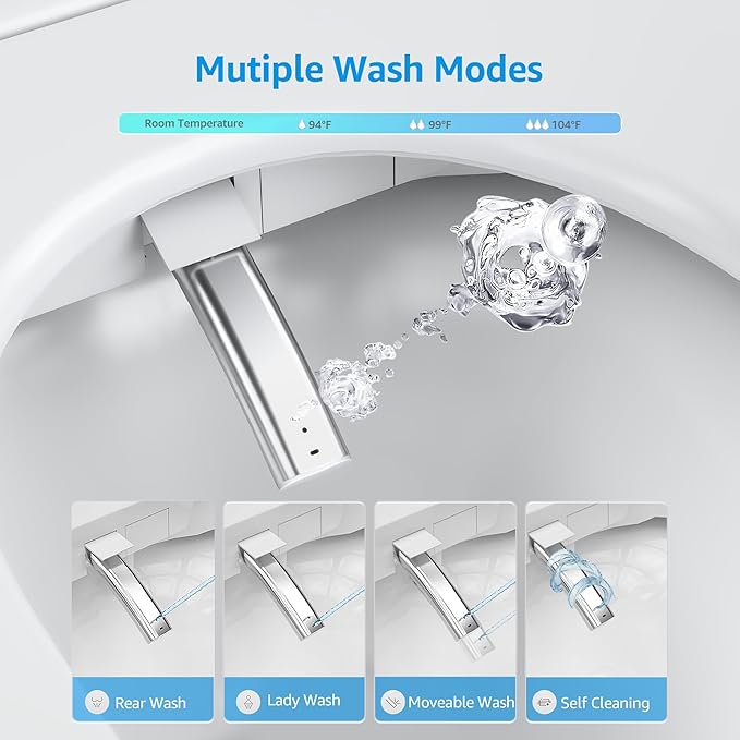 Smart Toilet with Bidet Built-In, Auto Open and Close, Elongated Bidet Toilet with Foot Sensor Flush, Heated Seat, Warm Water, Air Dryer, Foam Shield, Tankless Dual Flush & Remote Control