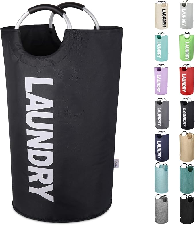 Extra Large Laundry Basket, Big Laundry Hamper Bag with Handles, 130L Black | Freestanding Tall Dirty Clothes Hamper, Collapsible and Portable Laundry Bin for Dorms and Bedrooms, Thick, Sturdy Fabric