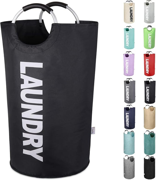Extra Large Laundry Basket, Big Laundry Hamper Bag with Handles, 130L Black | Freestanding Tall Dirty Clothes Hamper, Collapsible and Portable Laundry Bin for Dorms and Bedrooms, Thick, Sturdy Fabric