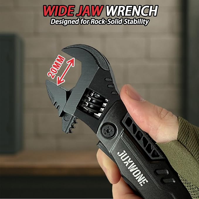 19-in-1 Adjustable Wrench Multitool with Pliers, Folding EDC Tool | Stainless Steel Build with Knife, Saw, Wire Cutter & Screwdrivers for DIY, Camping & Outdoor Repairs