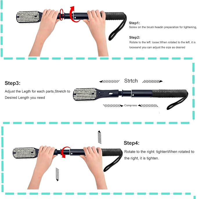Toe Cleaning Brush, Foot Brush Long Handle 18.8"-25.9" Telescopic, Foot Scrubber Callus Remover for Feet Use in Shower for Men and Women