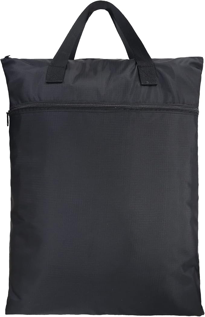 BeeGreen Black Travel Laundry Bag with Strap & Zipper Pockets Hanging Laundry Hamper Heavy Duty Collapsible for Dirty Clothes College Dorm Gym Beach Pool Swimsuit
