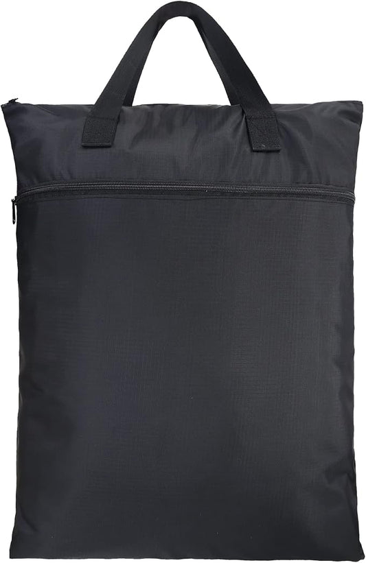 BeeGreen Black Travel Laundry Bag with Strap & Zipper Pockets Hanging Laundry Hamper Heavy Duty Collapsible for Dirty Clothes College Dorm Gym Beach Pool Swimsuit