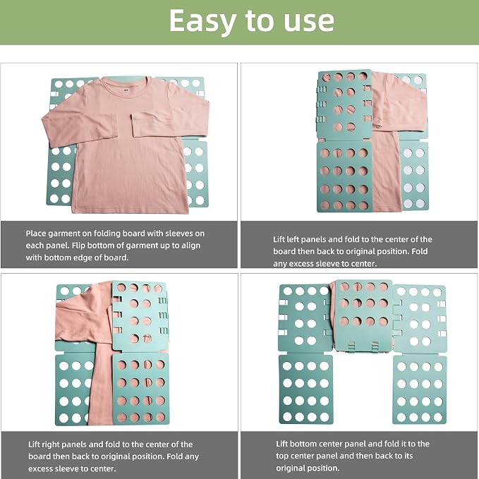 GYE T-Shirt Folding Board, Plastic Clothes Folder for Kids & Adults, Green | Durable plastic construction, fast and easy clothes folding, suitable for kids and adults, convenient home laundry organizer