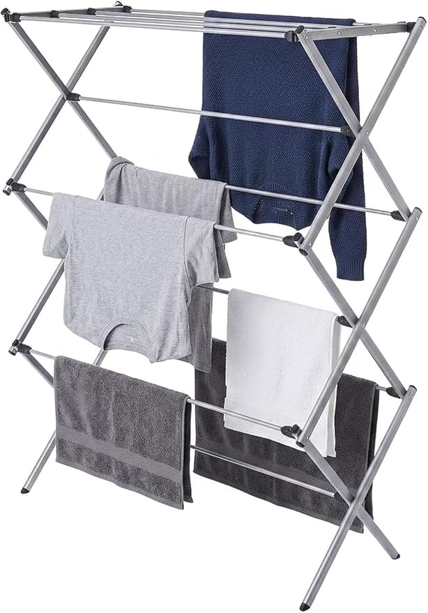 Clothes Drying Rack Foldable, Heavy Duty Laundry Rack for Small Spaces | Space-saving drying rack for clothes,towels and small laundry.Steel frame supports wet loads and folds flat for storage.