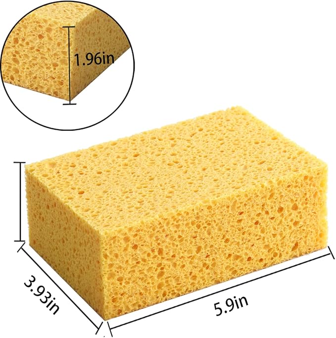 Natural Kitchen Sponges, 2" Thick Heavy Duty Scrub Sponge, 2 Pack | Durable & absorbent,extra large,non-scratching surfaces,ideal for dishes, cookware, pots, pans and bathroom