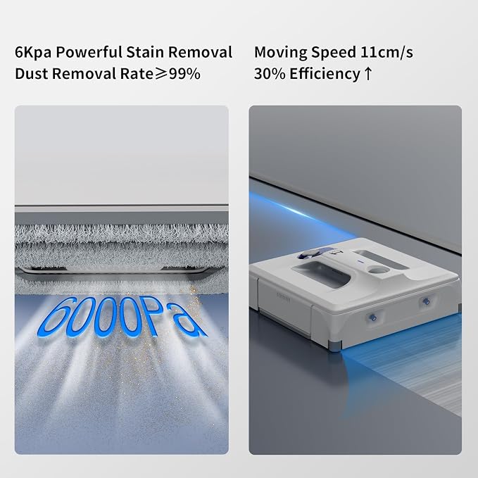 HUTT A1 Auto Window Cleaning Robot, Upgraded 4 Water Spray & 6000PA High Suction Power Window Cleaner with Laser Sensor Detection, Perfect for High-Rise Windows, Tiles and Glass