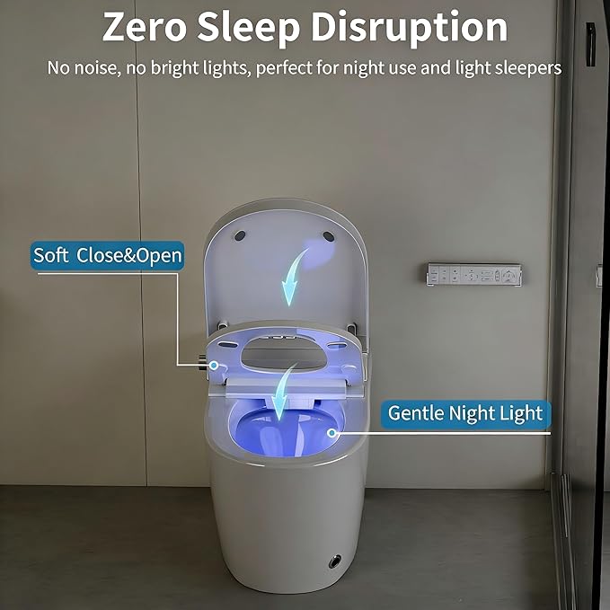 Smart Toilet with Bidet Built In - Dual Auto Flush 1.1/1.6GPF, 1000 Gram MaP, Bidet Toilet with Foam Shield, UV-C Light, Blackout Flush, One Piece Toilet with Heated Seat, Night Light, Auto Open/Close