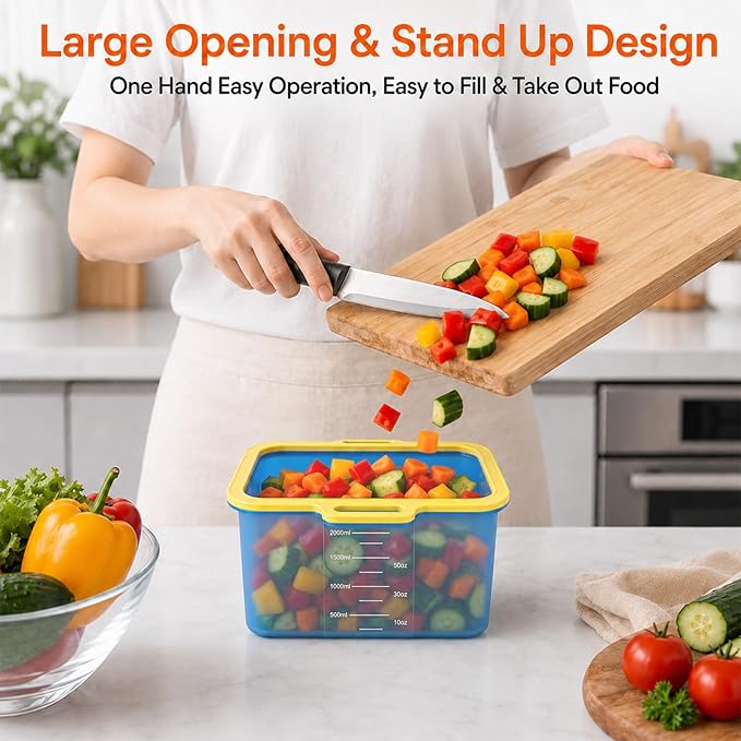 Magnetic Fast Seal Reusable Storage Bags, NUZEAK Silicone Reusable Food Storage Bags, Stand Up Silicone Freezer Bags for Food, Fruit, Snack, Sandwich, Meal Prep, Dishwasher Safe, 68oz, 1 Pack