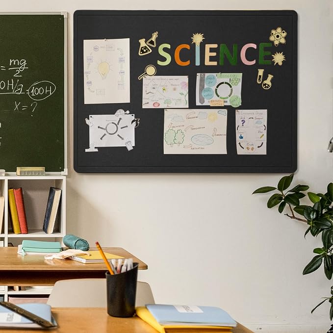 Felt Bulletin Board 48x36 inches, Decorative Pin Board for Home & Office | Cork Board Alternative for Wall with Push Pins, Display Mood Board for Photos, Notes & Reminders