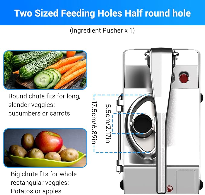 LEEVOT Commercial Vegetable Chopper with 6 blades, Electric Food Processor for Slicing Dicing Shredding, Professional Cheese Grater, 550W Veggie Cutter for Restaurant, Hotel School, Cafeteria, Buffet