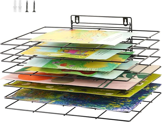 8 Shelves Art Drying Rack for Classroom, Paint Drying Rack, Black | Drying Rack Classroom, Wall Art Storage Rack, Removable Shelves for Classrooms and Art Studios