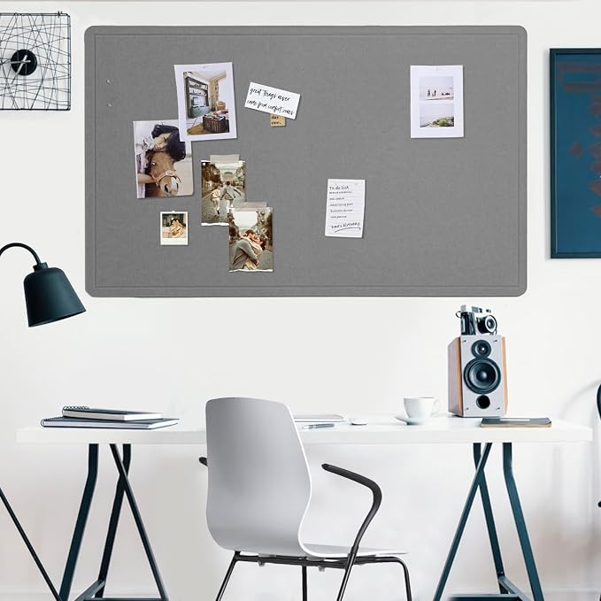 Felt Bulletin Board 60x36 inches, Decorative Pin Board for Home & Office | Cork Board Alternative for Wall with Push Pins, Display Mood Board for Photos, Notes & Reminders