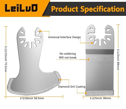 Multi Tool Grout Removal Blade 3 Pcs Diamond Oscillating Multitool Blades Compatible with DeWalt Makita and More