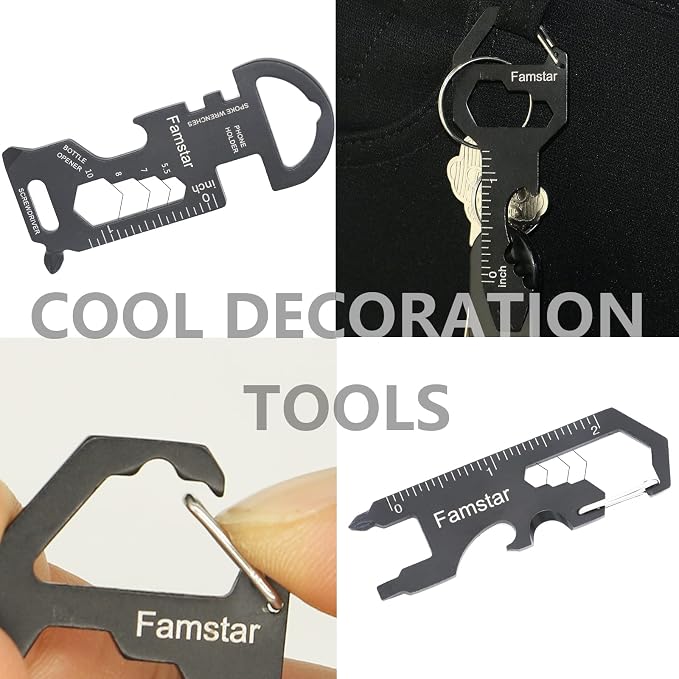 Famstar Keychain Multi-tool 3Pack Metal Pocket Tool Portable No rust Wrench for Screw,ruler and bottle opener,19 in 1 Total Routine maintenance. | Portable No Rust Keychain Gadget, Lightweight Multifunction Keyring Tool, 19 in 1 Routine Maintenance for...