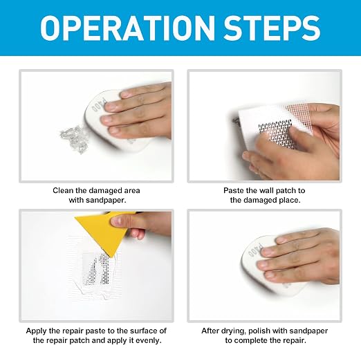 BONCART Spackle Wall Repair Kit, Drywall Repair Patch Kit with Tools | Includes Scraper, Sandpaper, And Aluminum Patches. For Nail Holes and Cracks