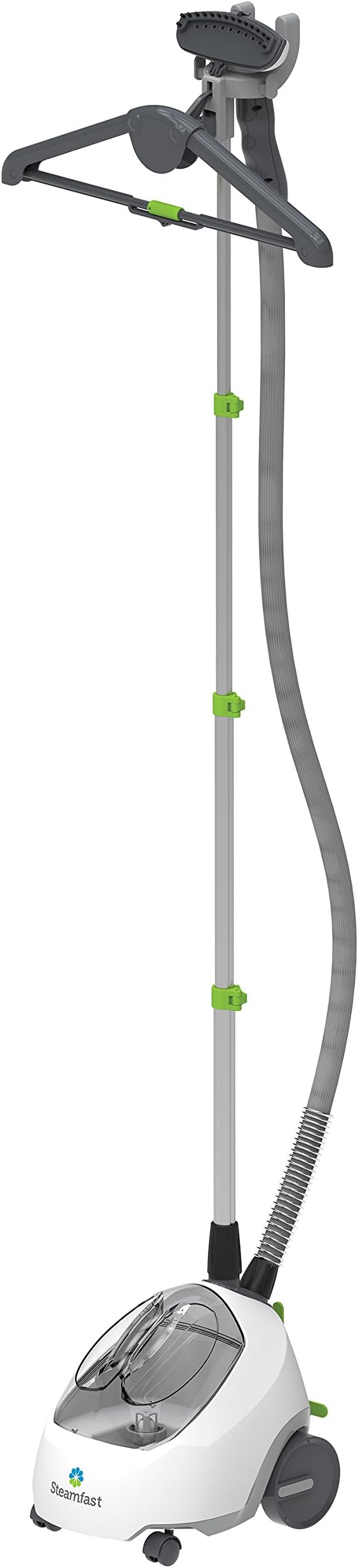 Steamfast SF-520 Full Size Fabric Steamer with Insulated Hose, Clothes Hanger, and Fabric Brush, Quick Heat-Up Time, 70-Ounce Water Tank, Chemical-Free Steam, Integrated Cord Wrap, White