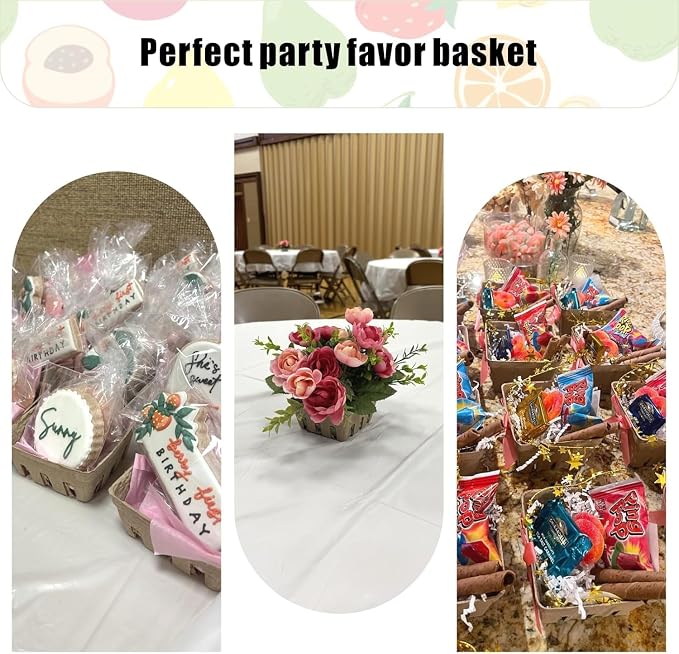 60 Pack Natural Pulp Fiber Berry Baskets, Small Molded Vented Fruit Containers for Strawberry Blueberry Raspberry, Eco-Friendly Produce Trays for Farmers Market, Kitchen Storage & Grocery