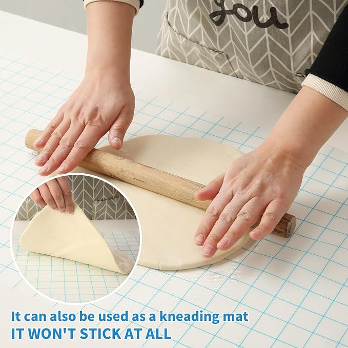 Silicone Baking Mat Roll 16IN*5FT Free Cutting, Non-Slip Pastry Mat, Non-Stick Reusable Air Fryer Liner, Oven Liners, Freeze Dryer Mat, Easily Cut to Size Fit All Ovens Pans Tins Dishes