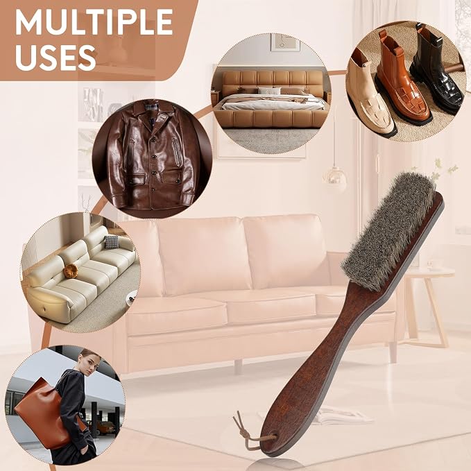 100% Horse Hair Clothes Brush for Wool Coats Cashmere Suits No Shedding Soft Bristle Garment Brush for Lint Removal Premium Beechwood Handle Hat Brush for Cowboy Hats Felt Fedora Cleaning Tailor Grade