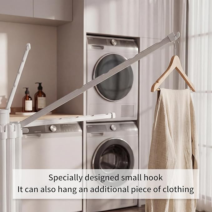 RFOUO Foldable Clothes Drying Rack with Aluminum 4Legs 16Rods Single Layer | Portable，Space-Saving Freestanding Drying Rack for Indoor Outdoor, Apartment, Bedroom, Laundry Room