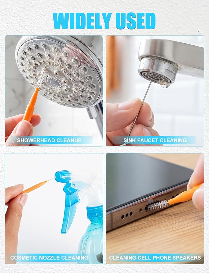 120Pcs Shower Head Cleaner Tool, Shower Head Cleaning Brush for Small Hole | 100PCS Shower Head Cleaning Brush, Multi-Size Shower Head Cleaner Picks with Storage Box for Bathroom Nozzles Faucets