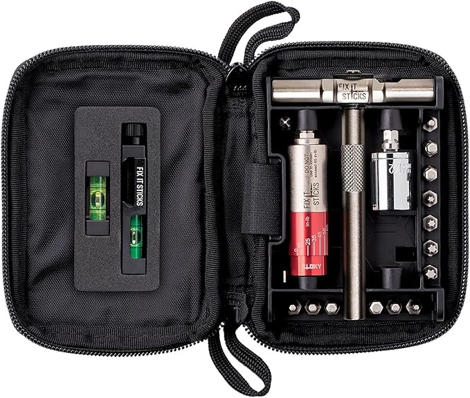 Fix It Sticks Gun Tool Kit w/All-in-One Torque Driver & Bubble Level Set | Portable Multi-Functional Gun Maintenance Tool Set with Ratcheting T-Way Wrench & Zippered Carrying Case