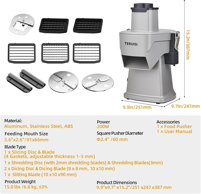 4-In-1 Electric Vegetable Chopper, 200W Vegetable Slicer Food Processor, Veggie Food Cutter With Slicing Shredding Dicing And Striping Function For Commercial Home Use,110V