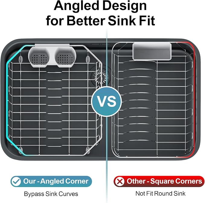 GSlife Small in Sink Dish Drying Rack - Stainless Steel Compact Dish Drainer for RV Kitchen Apartment Sink, Rust Resistant Inside Sink Rack, 1–2 Person Households, 11.6" W x 13.4" L, Silver