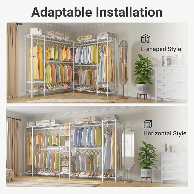 VIPEK X5 Extra Large Expandable Clothes Rack Adjustable from 7'8" to 10'5", Reach-in Closet Metal Clothing Racks Walk-in Freestanding Wardrobe Portable Closets, White