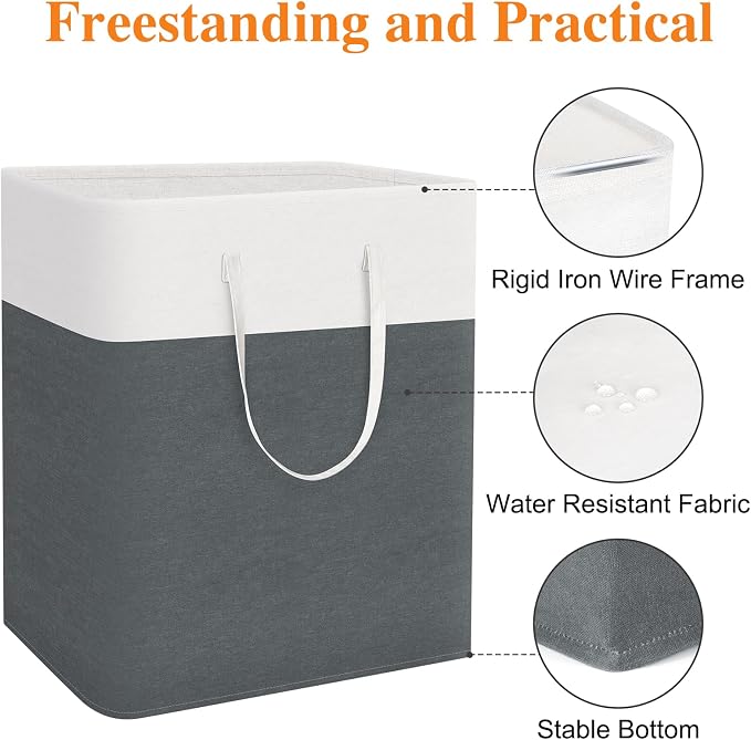 TasticTotes Laundry Basket 3-Pack, Laundry Hamper, 100L-Grey | Clothes Laundry Hamper, Collapsible Laundry Basket, Freestanding laundry hamper with Handles, Towel Storage for Home or Dorm
