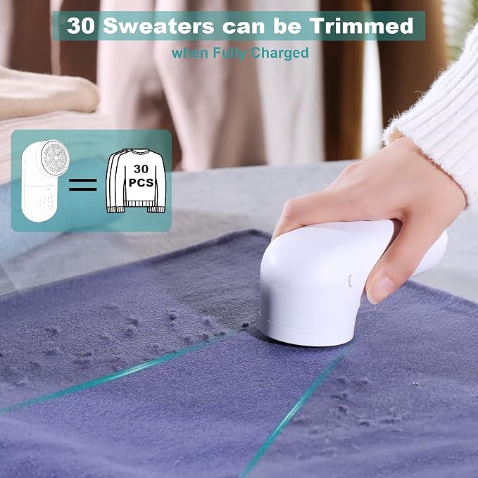Fabric Shaver, USB Rechargeable Lint Remover for Clothes, Sweater | Cordless Clothes Defuzzer, Portable Sweater Shaver to Trim Pills from Clothes, Sweater, Furniture, 2.0 Pro, Beige