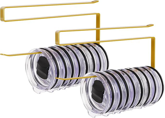 2 Pack Tumbler Lid Organizer, Versatile Tumbler Storage Holds 20 Lids Gold | Space Saving Cup Lid Organizers Inside Cabinet Tumbler Lid Hook for Kitchen Organizer and Storage, Paper Towel Rack Hanger