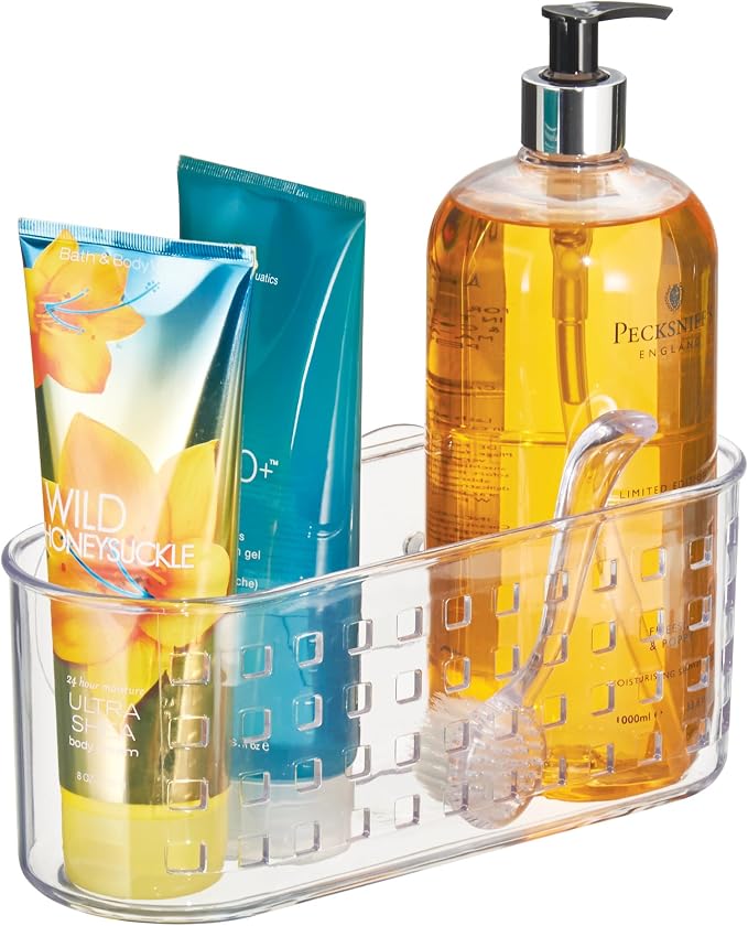 iDesign Hanging Suction Shower Caddy Basket, Clear | Bathroom Storage, Made in USA