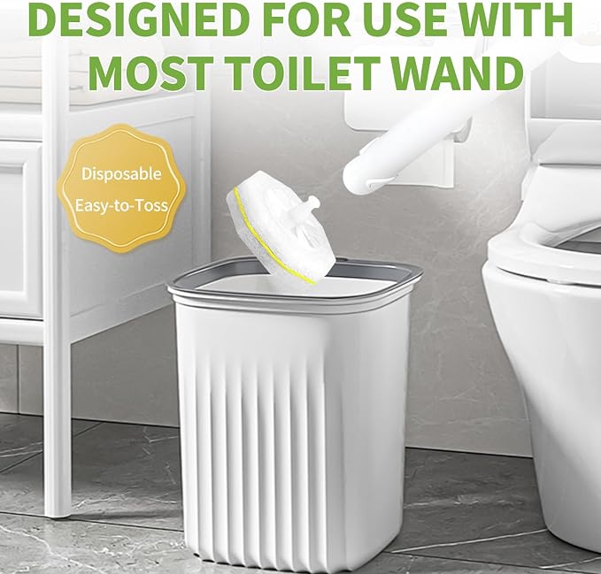 60 Count Toilet Wand Refills for Clorox and Most Named Wand, Lemon Scent | Disposable Toilet Brush Heads, Toilet Bowl Cleaner, Pre-Loaded Cleaning Formula, Lemon Scent, Bathroom Cleaning Supplies