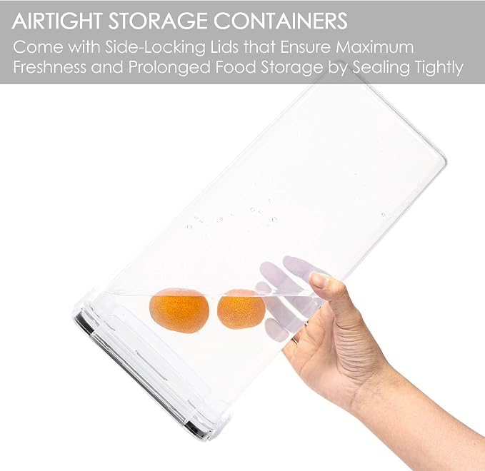 Vtopmart Airtight Food Storage Containers with Lids, 4 PCS 2.8L Pasta Containers for Pantry Organization and Storage, BPA Free Kitchen Canisters for Spaghetti, Flour, Sugar and Noodles, Black