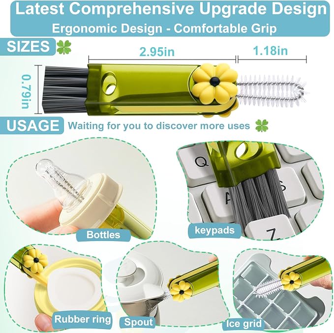 3-in-1 Cup Lid Cleaning Brush, Cup Lid Brush, Multifunctional Water Bottle Cleaning Brush, Home Kitchen Crevice Brush Tools for Tiny Cup Lid Detail, Bottle Tight Spaces Cup(3 PCS)