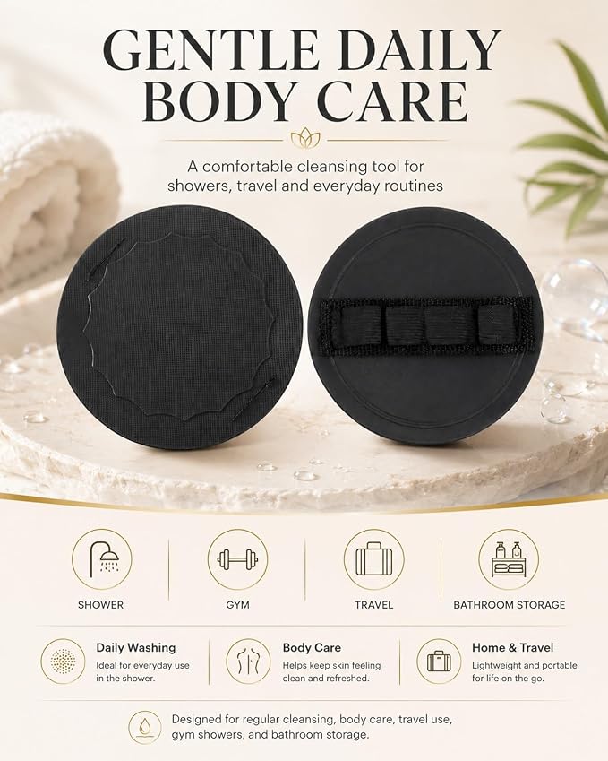 No-Pain Exfoliating Bath Scrubber Glove 4-in-1 Shower Body Care Set | Soft Rubber Scrubber, Bath Glove, Body Pads and Shower Tools for Daily Cleansing, Travel, Gym Bags and Bathroom Use(6pcs)