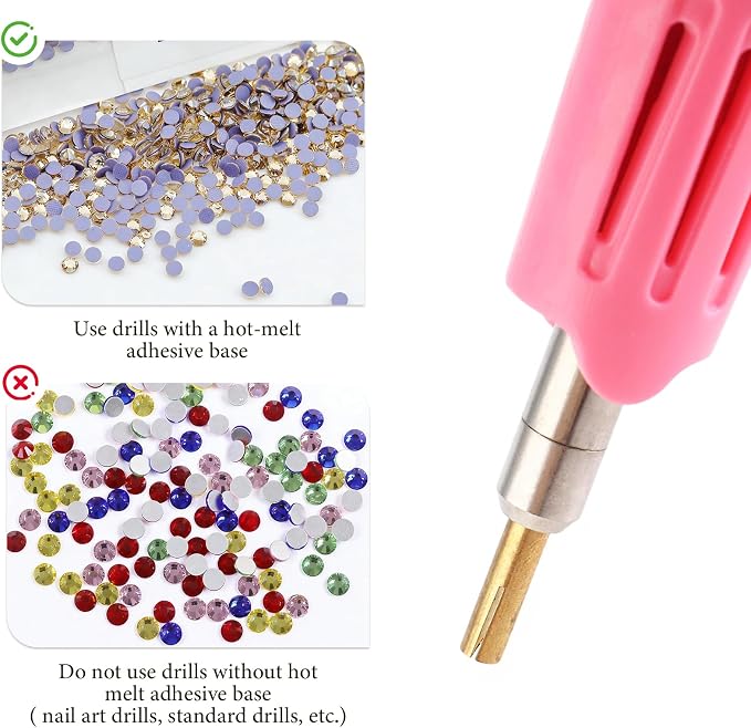 Hotfix Applicator,DIY Hot Fix Rhinestone Setter Applicator Wand Tool Kit Set with 7 Different Sizes Tips,Support Stand (Pink) | DIY rhinestone setter with 7 sizes tips, easy to use for precise hotfix application. Includes support stand for convenience