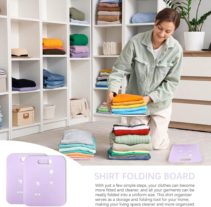 2Pcs Shirt Folding Board, Portable Clothes Folder, Plastic Laundry Folders for Travel