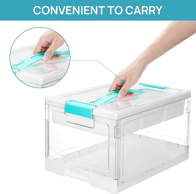 Vtopmart 24 QT Clear Plastic Craft Organizers and Storage Box with Removable Trays and Dividers,Art Supply Organizers and Storage,Ideal Containers for coloring Books, Craft Supplies,1 Pack