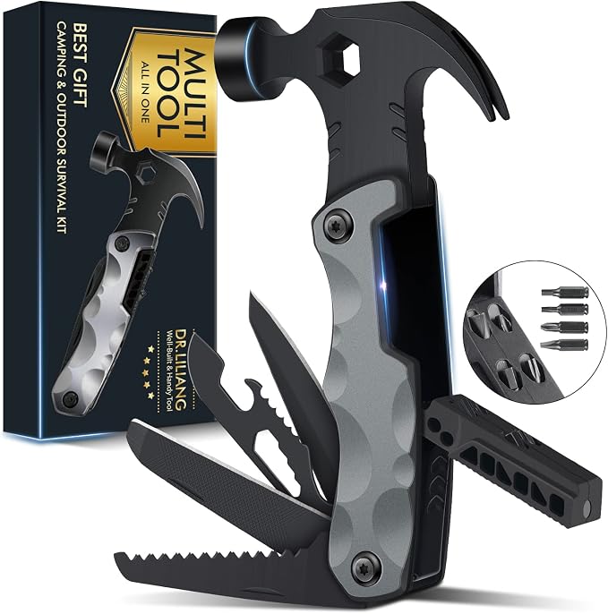 Stocking Stuffers for Men Gifts,Multi Tool Hammer Multitool for Camping | White Elephant Gifts Camping Accessories, Christmas Cool Gifts Ideas for 13-in-1 Tools, Survival Gadgets for Dad Husband
