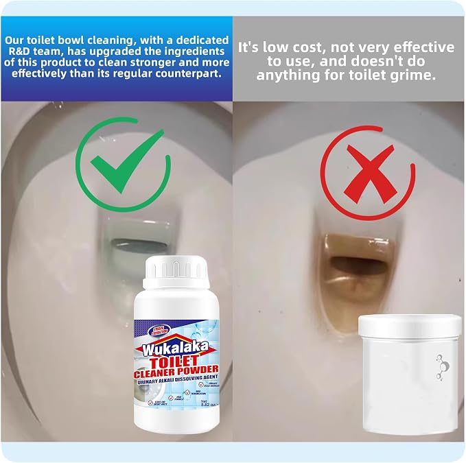 Toilet Bowl Cleaners, Deep Cleans Bottom Pipe Stains, 1 Pack | Deep Toilet Bowl Cleaning Powder penetrates bottom pipes to dissolve tough stains and limescale Efficient and Easy-to-Use