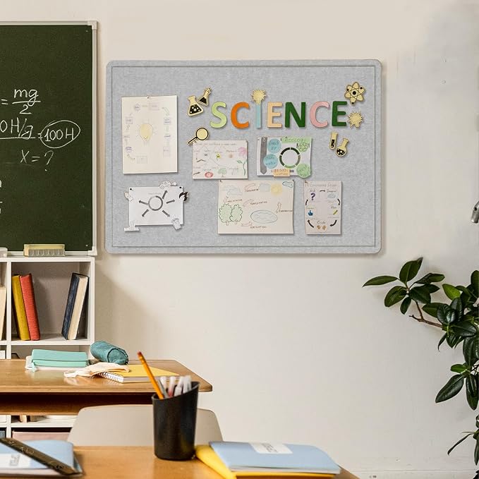 Felt Bulletin Board 24x18 inches, Decorative Pin Board for Home & Office | Cork Board Alternative for Wall with Push Pins, Display Mood Board for Photos, Notes & Reminders