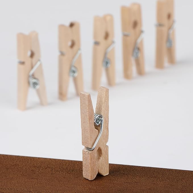Mr. Pen- Mini Wooden Clothes Pins for Photo, 1 Inch, 150 Pack | Small Clothespins with 10 Meter Jute Twine for Labeling Plants, Gift Tags, Tiny Crafts, Photo Display, Decoration