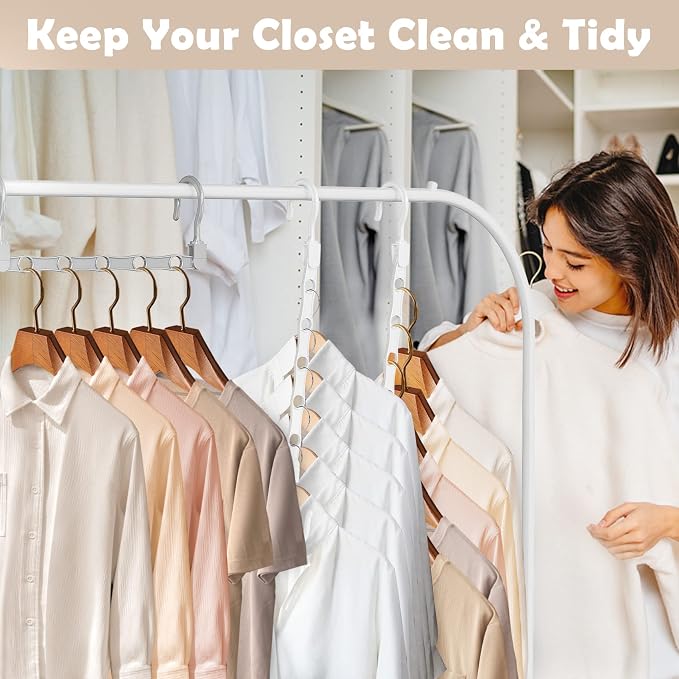 24 Pack Hangers Space Saving Magic Space Saver Hangers Black White Grey | Smart Clothes Hanger Organizer Closet Organizers and Storage for Closet Wardrobe Apartment College Dorm Room Essentials